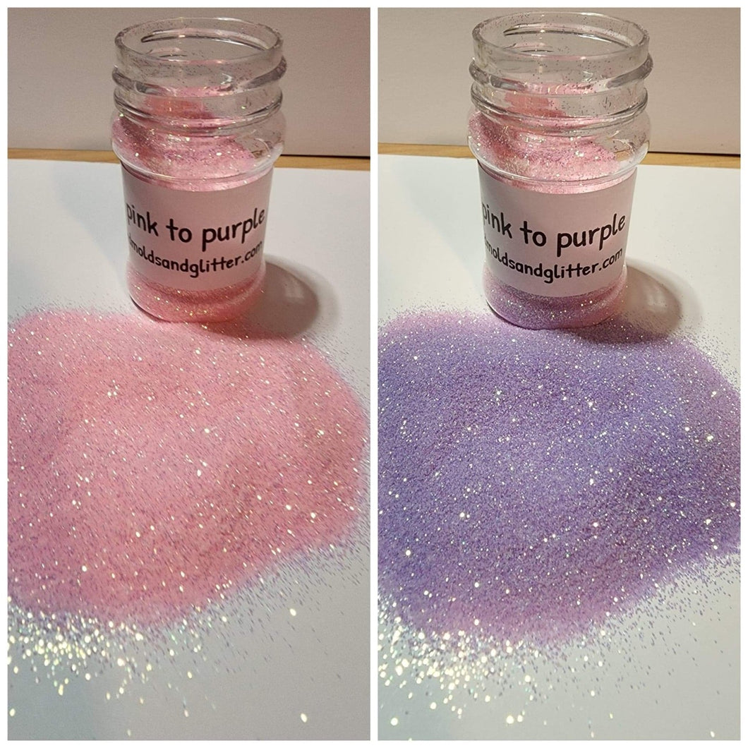 Pink to purple uv changing glitter