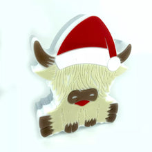 Load image into Gallery viewer, Highland Cow With Santa hat

